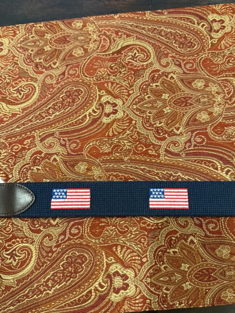 Penguin Men's Size 32 Navy American Flag Belt MSRP $60
